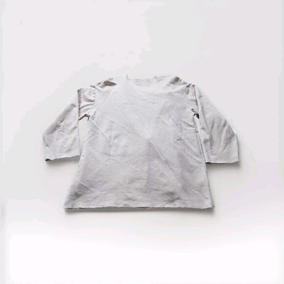 Zara Cardigan Womens L Beige LS Open Front Raw Hem Neutral Preppy Mono Boho FLAW - Picture 2 of 15